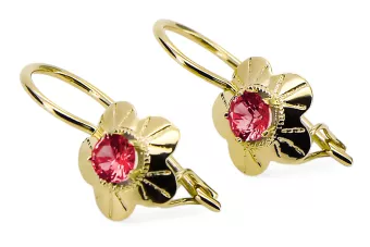 Rubí Oro amarillo de 14 quilates Pendientes Estilo vintage vec028y